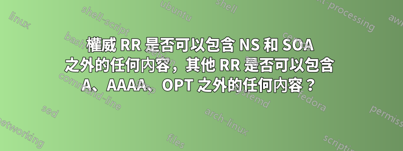 權威 RR 是否可以包含 NS 和 SOA 之外的任何內容，其他 RR 是否可以包含 A、AAAA、OPT 之外的任何內容？