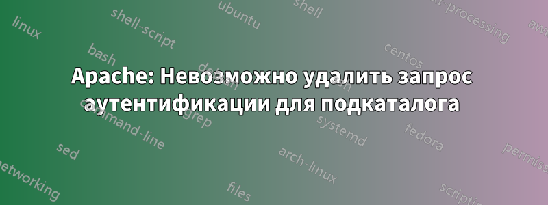 Apache: Невозможно удалить запрос аутентификации для подкаталога