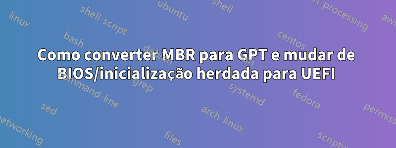Como converter MBR para GPT e mudar de BIOS/inicialização herdada para UEFI