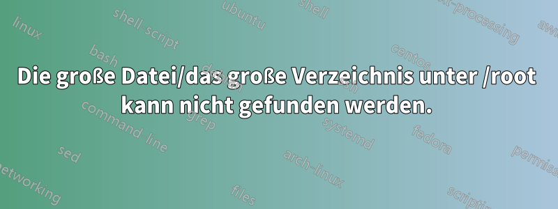Die große Datei/das große Verzeichnis unter /root kann nicht gefunden werden.