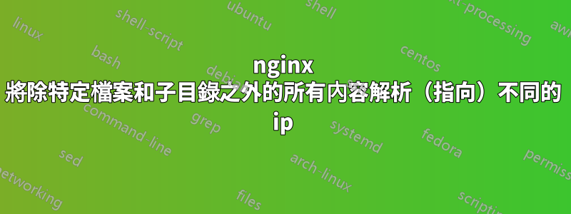 nginx 將除特定檔案和子目錄之外的所有內容解析（指向）不同的 ip