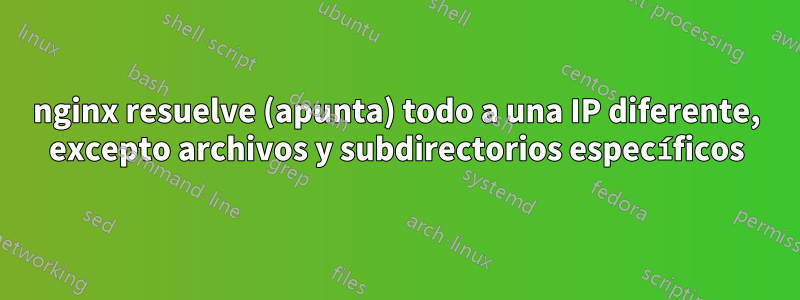 nginx resuelve (apunta) todo a una IP diferente, excepto archivos y subdirectorios específicos