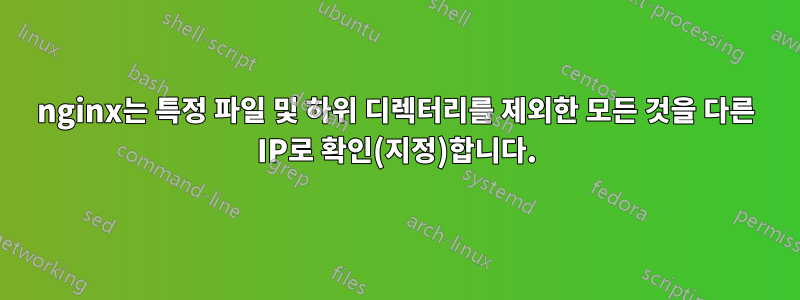 nginx는 특정 파일 및 하위 디렉터리를 제외한 모든 것을 다른 IP로 확인(지정)합니다.