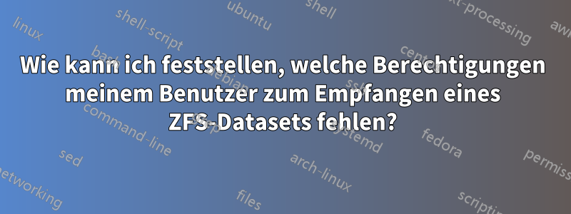 Wie kann ich feststellen, welche Berechtigungen meinem Benutzer zum Empfangen eines ZFS-Datasets fehlen?