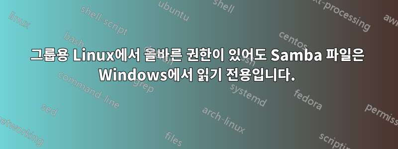 그룹용 Linux에서 올바른 권한이 있어도 Samba 파일은 Windows에서 읽기 전용입니다.