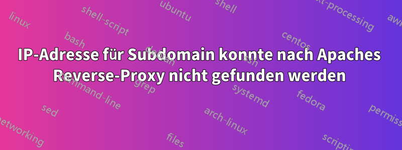 IP-Adresse für Subdomain konnte nach Apaches Reverse-Proxy nicht gefunden werden