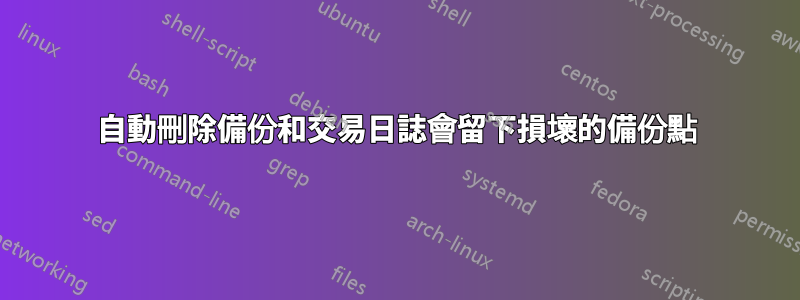 自動刪除備份和交易日誌會留下損壞的備份點
