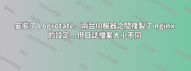 安裝了 Logrotate，兩台伺服器之間複製了 nginx 的設定...但日誌檔案大小不同