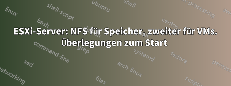 2 ESXi-Server: NFS für Speicher, zweiter für VMs. Überlegungen zum Start