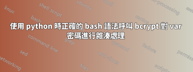 使用 python 時正確的 bash 語法呼叫 bcrypt 對 var 密碼進行雜湊處理