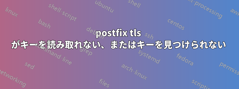 postfix tls がキーを読み取れない、またはキーを見つけられない