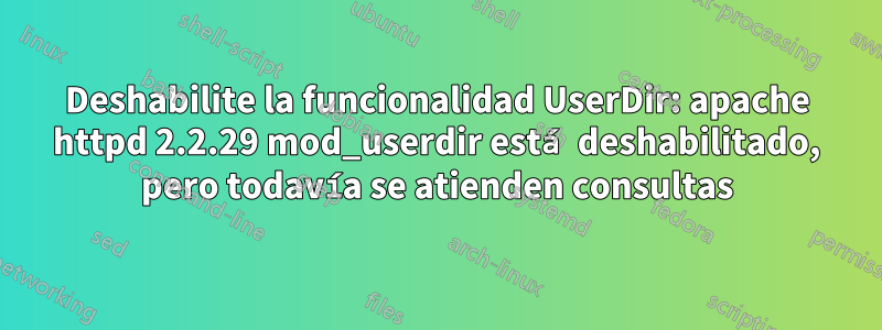 Deshabilite la funcionalidad UserDir: apache httpd 2.2.29 mod_userdir está deshabilitado, pero todavía se atienden consultas