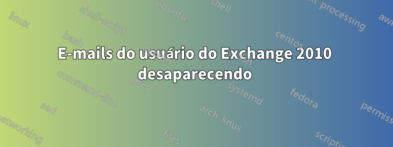 E-mails do usuário do Exchange 2010 desaparecendo