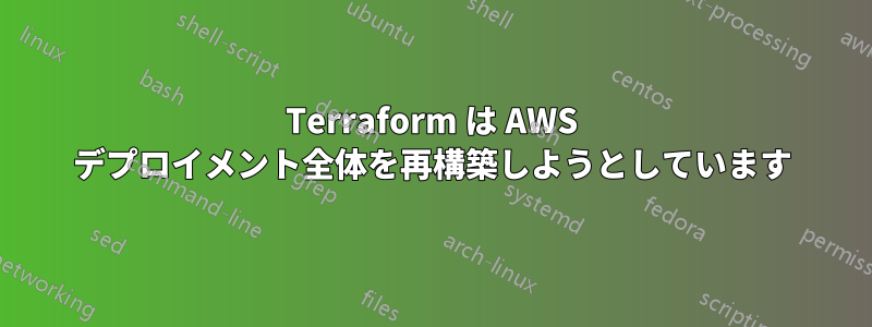 Terraform は AWS デプロイメント全体を再構築しようとしています