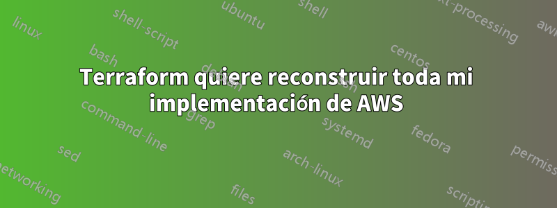 Terraform quiere reconstruir toda mi implementación de AWS