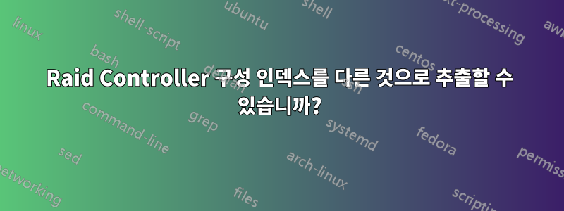 Raid Controller 구성 인덱스를 다른 것으로 추출할 수 있습니까?