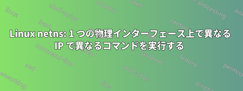 Linux netns: 1 つの物理インターフェース上で異なる IP で異なるコマンドを実行する 