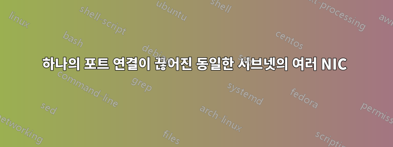 하나의 포트 연결이 끊어진 동일한 서브넷의 여러 NIC