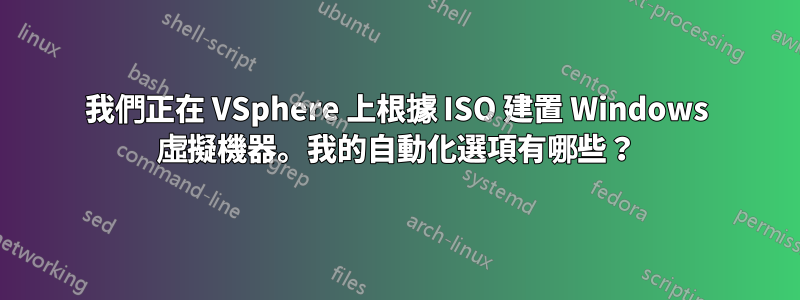 我們正在 VSphere 上根據 ISO 建置 Windows 虛擬機器。我的自動化選項有哪些？