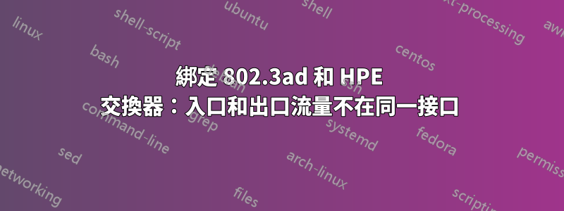 綁定 802.3ad 和 HPE 交換器：入口和出口流量不在同一接口