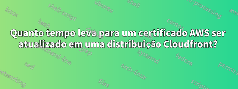 Quanto tempo leva para um certificado AWS ser atualizado em uma distribuição Cloudfront?