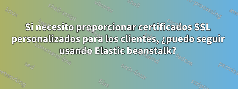 Si necesito proporcionar certificados SSL personalizados para los clientes, ¿puedo seguir usando Elastic beanstalk?