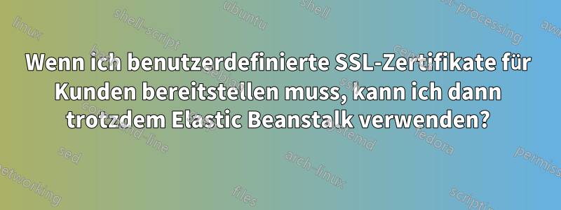 Wenn ich benutzerdefinierte SSL-Zertifikate für Kunden bereitstellen muss, kann ich dann trotzdem Elastic Beanstalk verwenden?