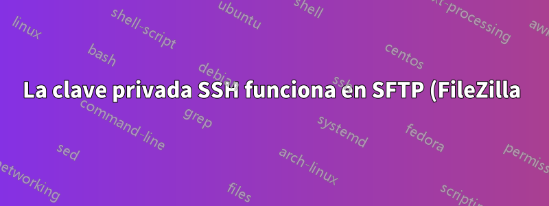 La clave privada SSH funciona en SFTP (FileZilla), pero no en la consola