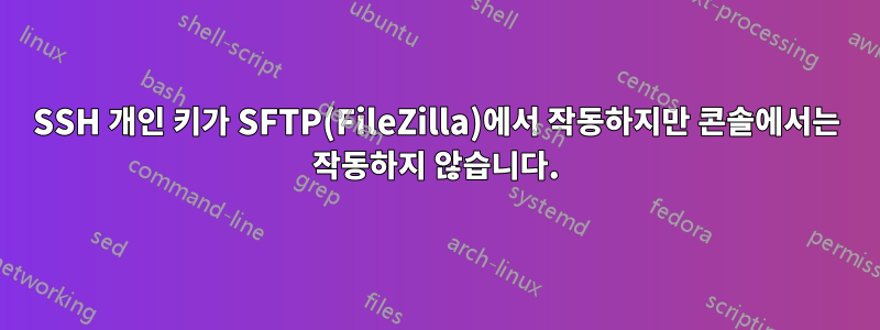 SSH 개인 키가 SFTP(FileZilla)에서 작동하지만 콘솔에서는 작동하지 않습니다.