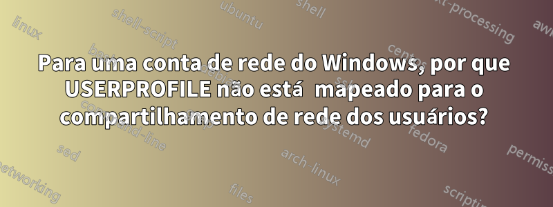 Para uma conta de rede do Windows, por que USERPROFILE não está mapeado para o compartilhamento de rede dos usuários?