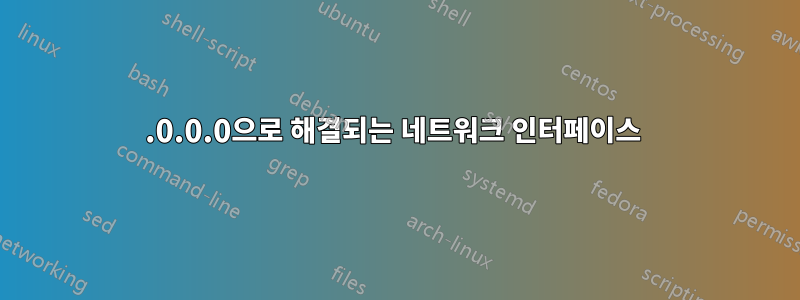 0.0.0.0으로 해결되는 네트워크 인터페이스 