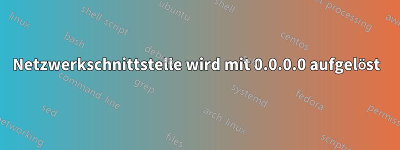 Netzwerkschnittstelle wird mit 0.0.0.0 aufgelöst 