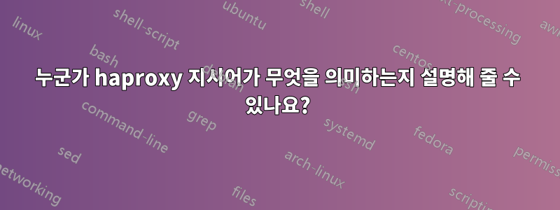 누군가 haproxy 지시어가 무엇을 의미하는지 설명해 줄 수 있나요?