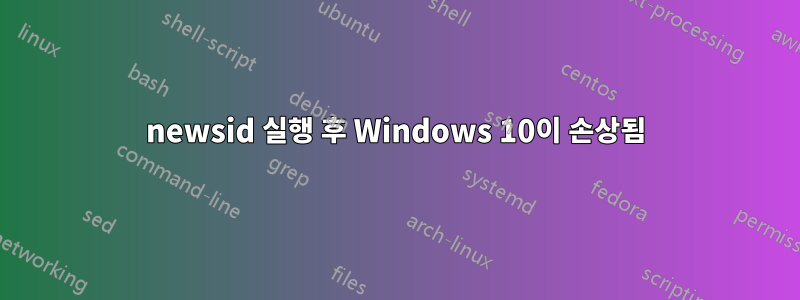 newsid 실행 후 Windows 10이 손상됨