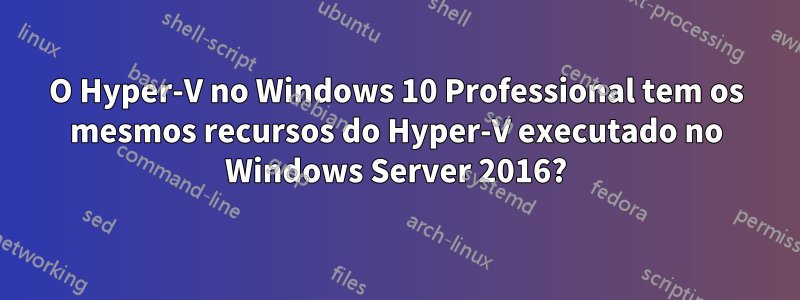 O Hyper-V no Windows 10 Professional tem os mesmos recursos do Hyper-V executado no Windows Server 2016?