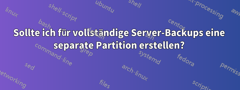 Sollte ich für vollständige Server-Backups eine separate Partition erstellen?