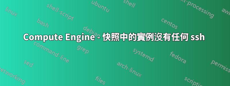 Compute Engine - 快照中的實例沒有任何 ssh