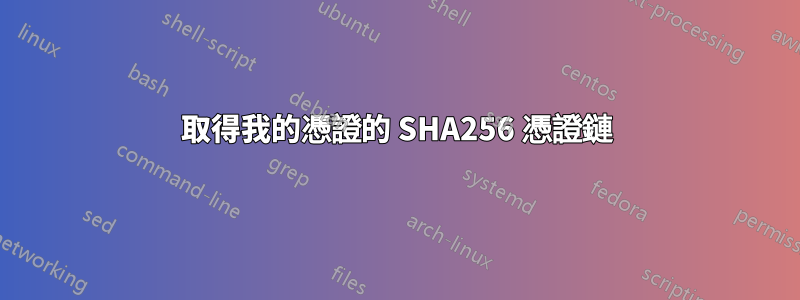 取得我的憑證的 SHA256 憑證鏈