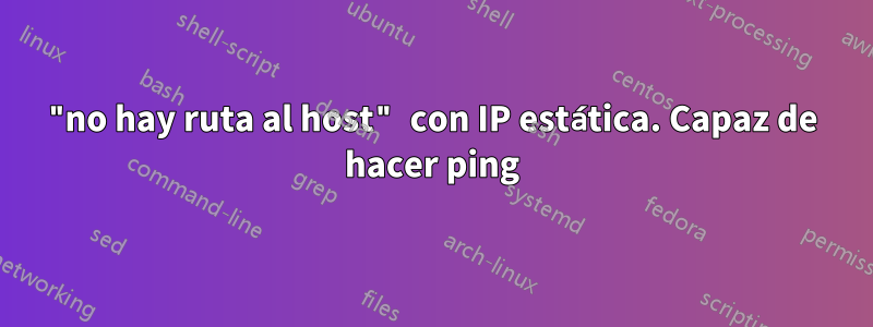 "no hay ruta al host" con IP estática. Capaz de hacer ping