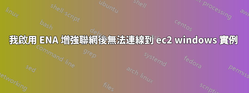 我啟用 ENA 增強聯網後無法連線到 ec2 windows 實例