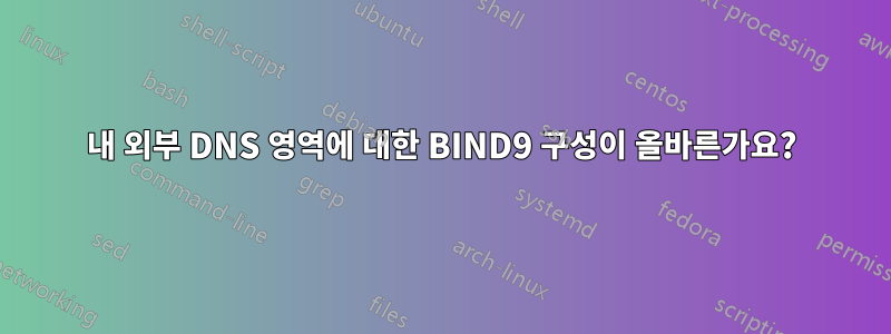 내 외부 DNS 영역에 대한 BIND9 구성이 올바른가요?