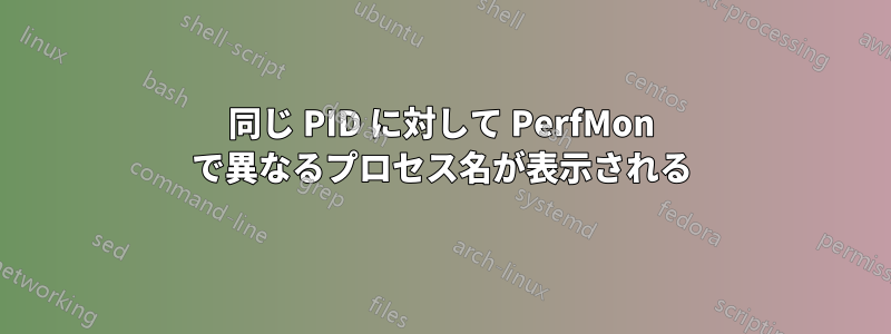 同じ PID に対して PerfMon で異なるプロセス名が表示される