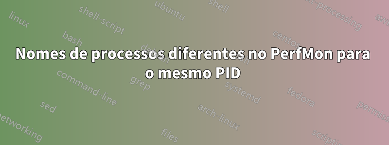 Nomes de processos diferentes no PerfMon para o mesmo PID