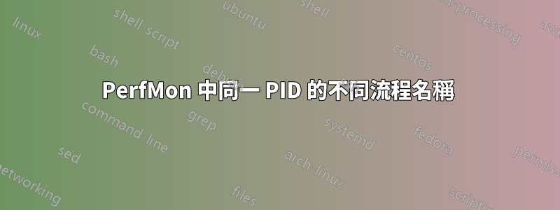 PerfMon 中同一 PID 的不同流程名稱