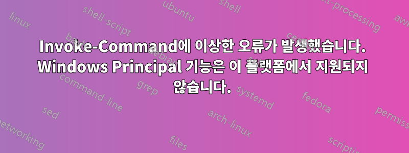 Invoke-Command에 이상한 오류가 발생했습니다. Windows Principal 기능은 이 플랫폼에서 지원되지 않습니다.