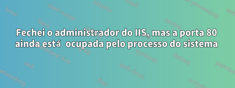 Fechei o administrador do IIS, mas a porta 80 ainda está ocupada pelo processo do sistema