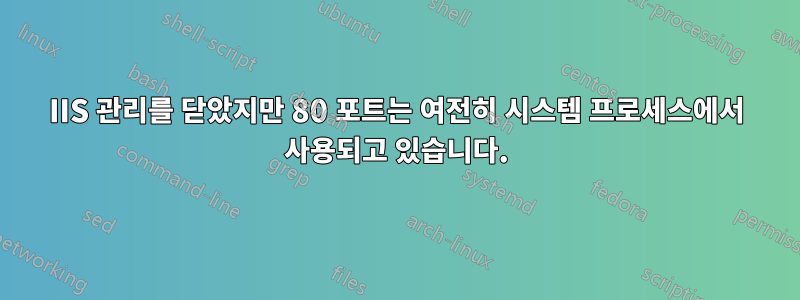 IIS 관리를 닫았지만 80 포트는 여전히 시스템 프로세스에서 사용되고 있습니다.