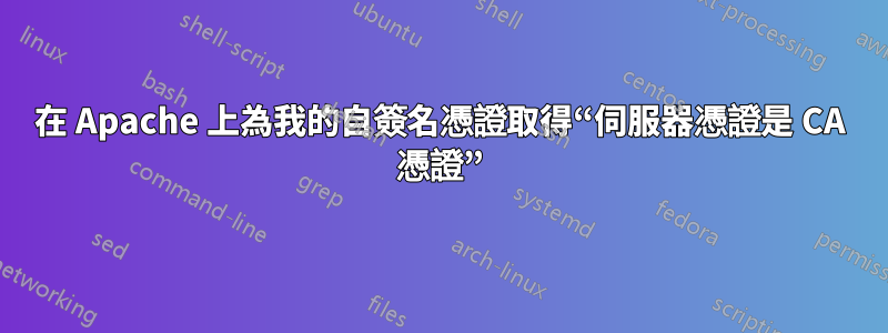 在 Apache 上為我的自簽名憑證取得“伺服器憑證是 CA 憑證”