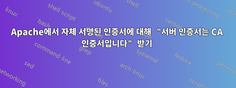 Apache에서 자체 서명된 인증서에 대해 "서버 인증서는 CA 인증서입니다" 받기