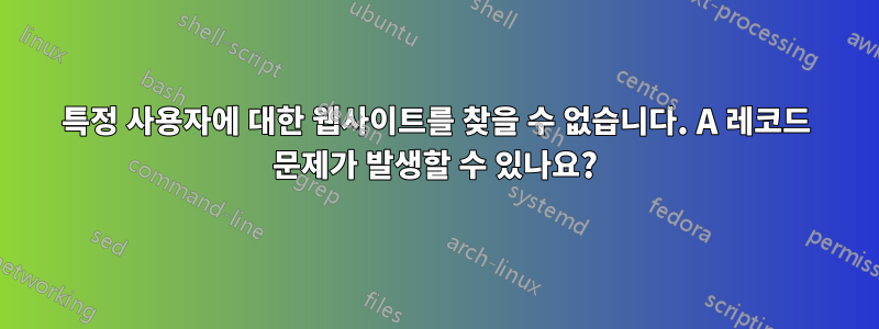 특정 사용자에 대한 웹사이트를 찾을 수 없습니다. A 레코드 문제가 발생할 수 있나요?